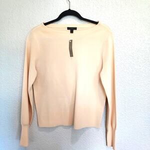 NEW J. Crew Soft Ivory Cream Wool Blend Boat Neck Knit Sweater Size M